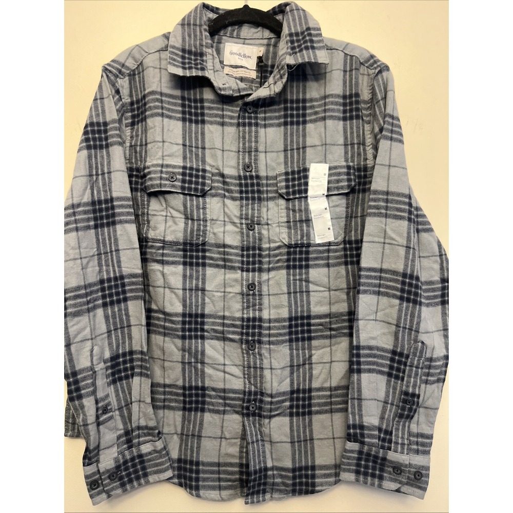 Goodfellow men's casual button up shirt, medium, gray plaid NWT
